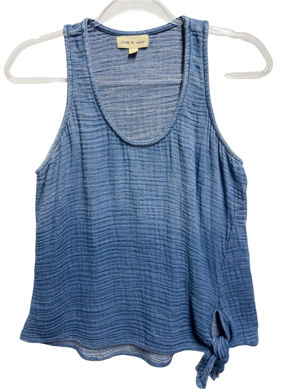 Pure Cotton Knit Gauze Denim Chambray Tie Knot Tank Top Tee Blouse